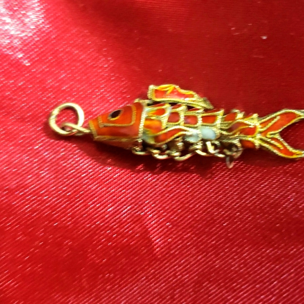 Vintage Chinese sterling silver fish charm
